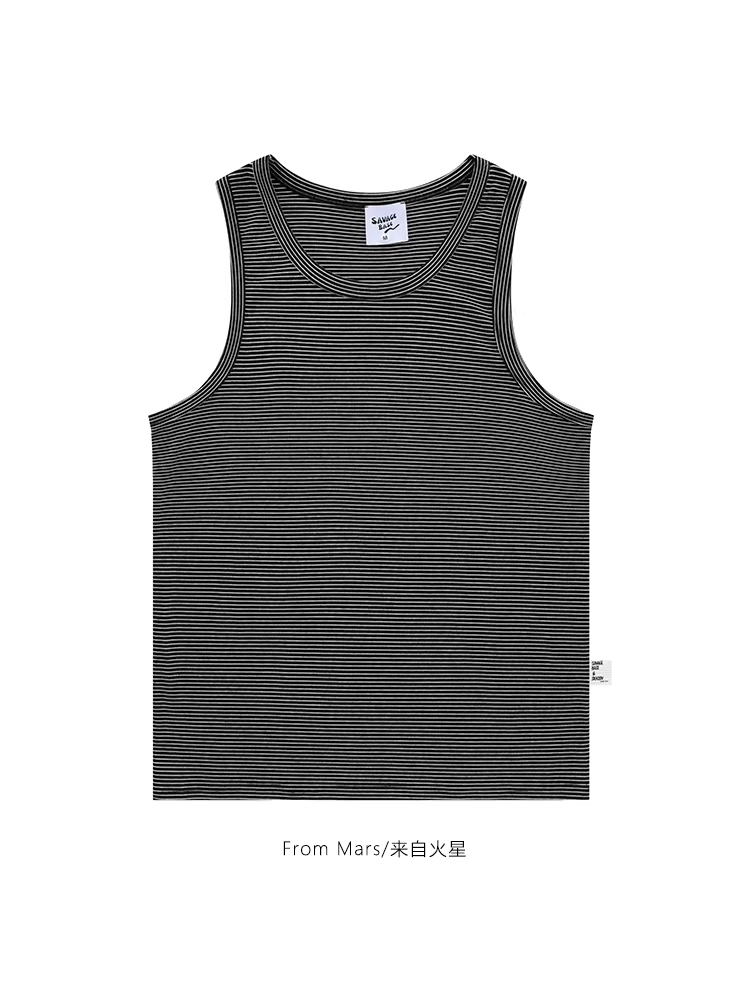 Từ sao Hỏa, hãy hỗ trợ nhau, áo vest không tay sọc đơn giản, áo thun không tay nghệ thuật, rộng rãi và đa năng, phong cách cặp đôi BF.