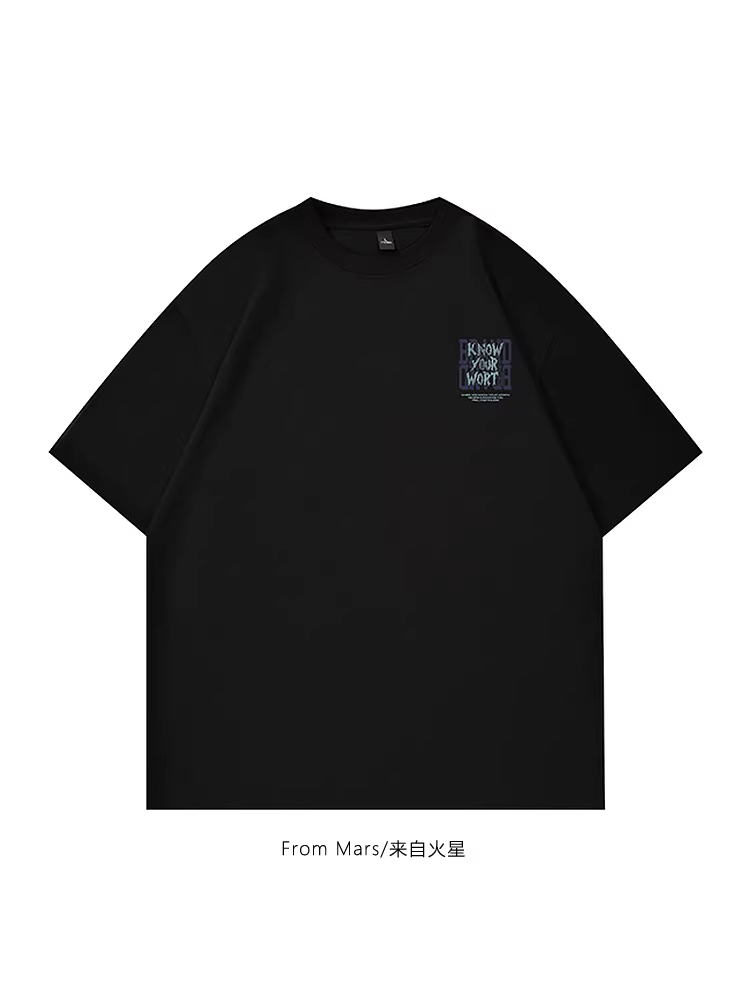 Từ sao Hỏa trở thành điểm nhấn Thời trang đường phố in chữ sáng tạo áo thun ngắn tay mùa hè dáng rộng BF