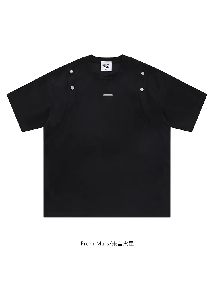 From Mars là sản phẩm vượt trội hơn cả, áo thun ngắn tay kiểu Mỹ cổ điển bằng đồng cổ, kiểu dáng ghép mảnh, màu trơn, kiểu dáng rộng rãi, dành cho cặp đôi.