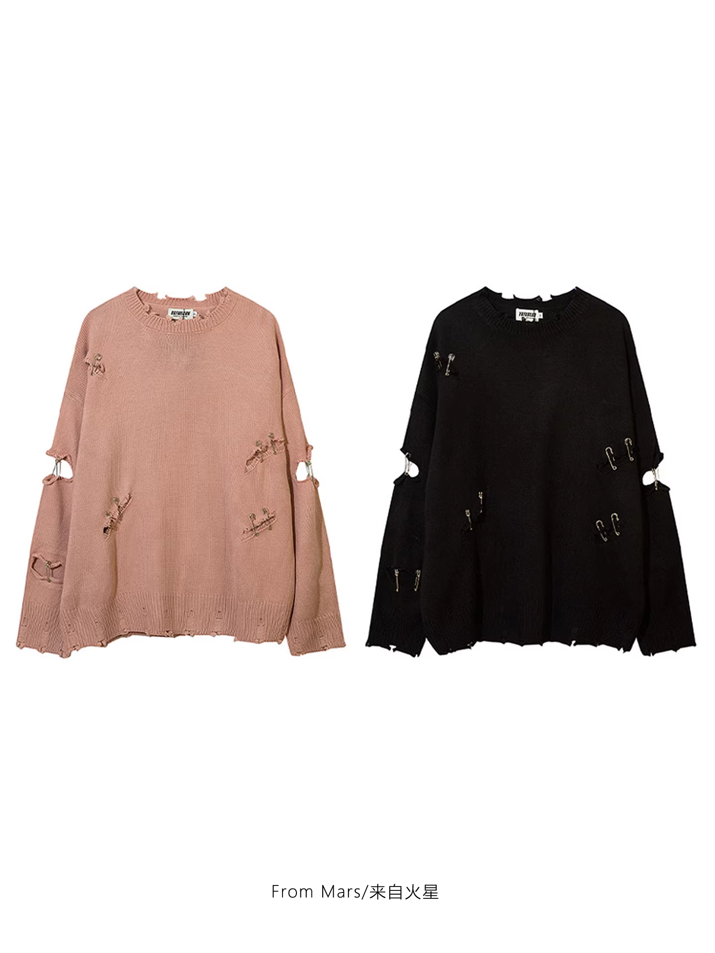 Áo len dệt kim cổ tròn dáng rộng thiết kế thông thường hàng ngày của Mars dành cho nam và nữ