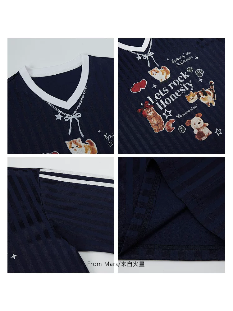 Từ sao Hỏa Hãy mở rộng trái tim của bạn đến mùa hè Mùa hè Unisex Sọc Graffiti Sọc thể thao Áo thun ngắn tay dáng rộng theo xu hướng