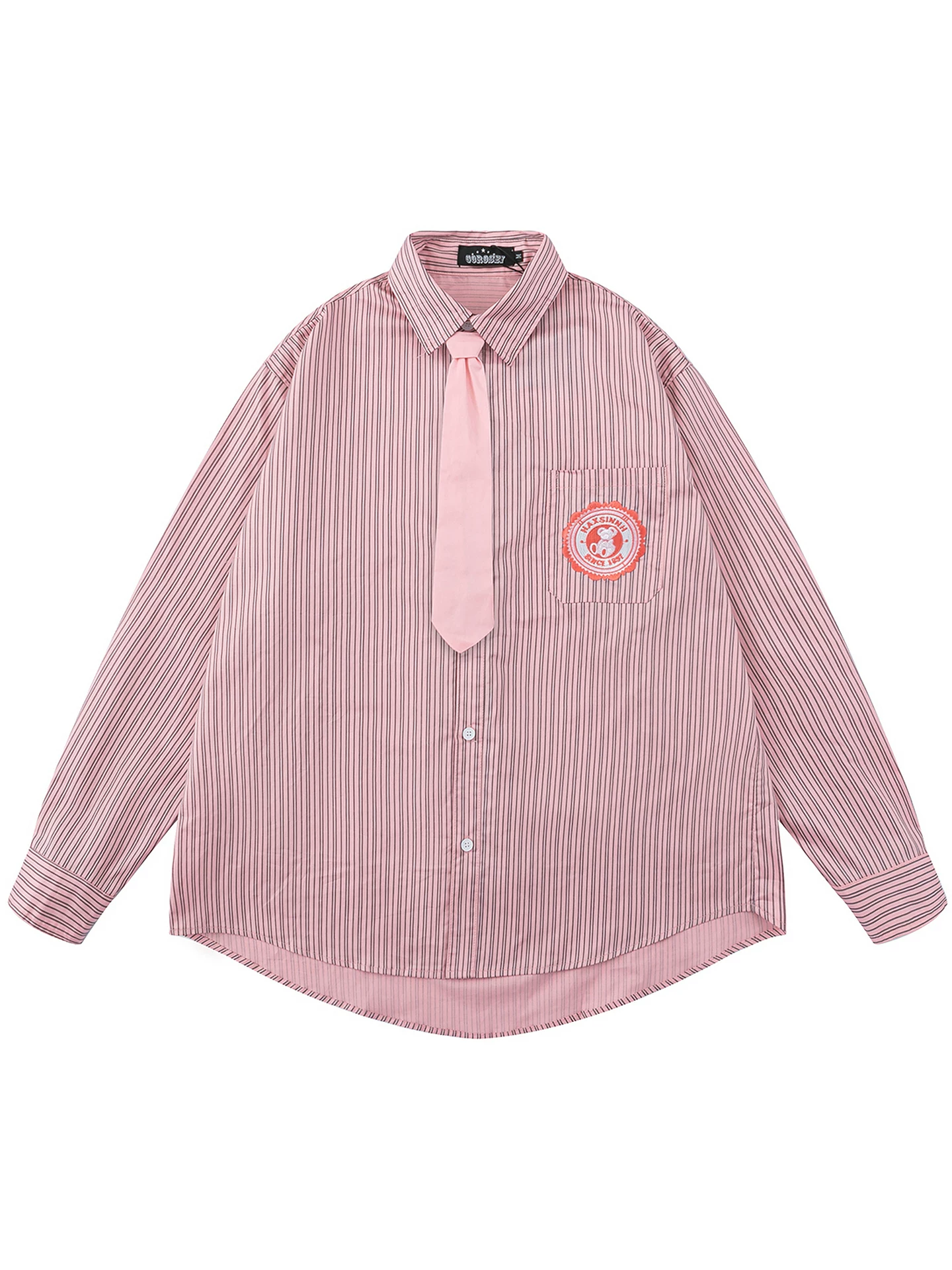From Mars Baking Magic High Street Niche Print Áo sơ mi dài tay dáng rộng đa năng hợp thời trang Casual Retro
