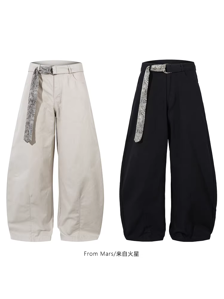 Từ sao Hỏa thời trang retro quần dài đơn giản cao cấp có khăn quàng cổ kiểu dáng cổ điển dáng rộng dành cho nam