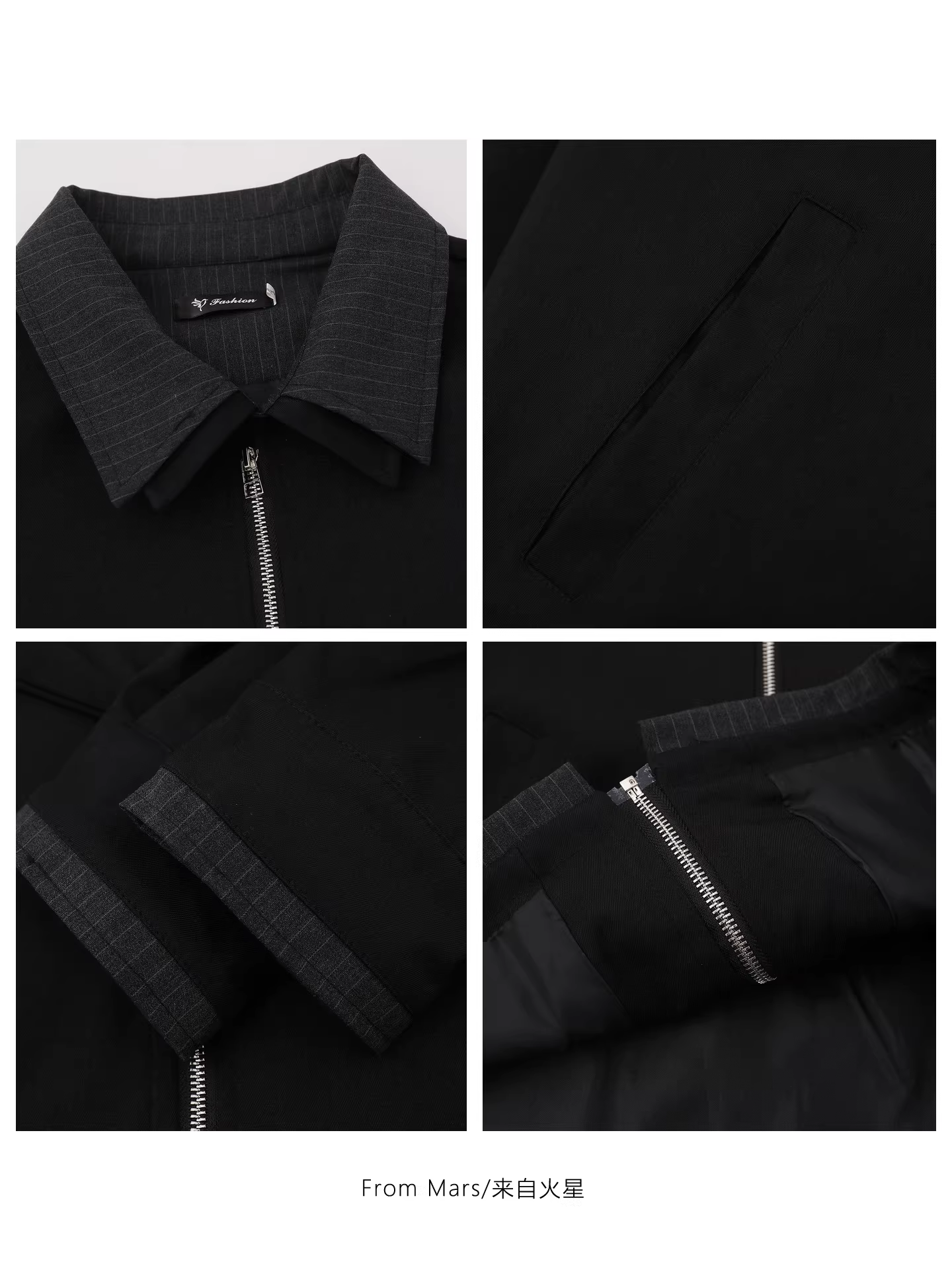 Từ sao Hỏa Áo khoác cặp đôi có cổ phối sọc ôm sát