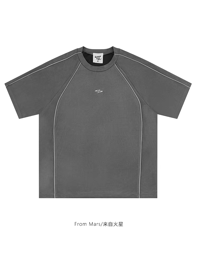 Từ sao Hỏa Không còn nhìn lại phía sau Thiết kế cổ tròn kiểu dáng thời trang, thoáng mát, đa năng, áo thun ngắn tay unisex thông thường