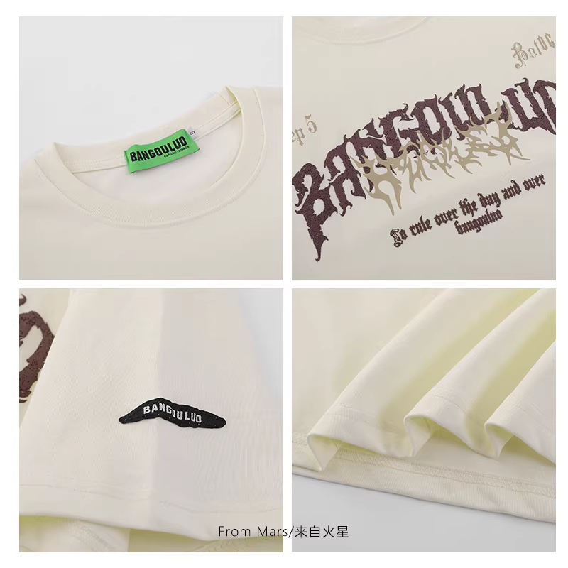 Từ sao Hỏa, ngọn lửa không bao giờ tắt, áo thun ngắn tay in chữ thiết kế cổ điển, dáng rộng cho nam và nữ, phong cách bf.