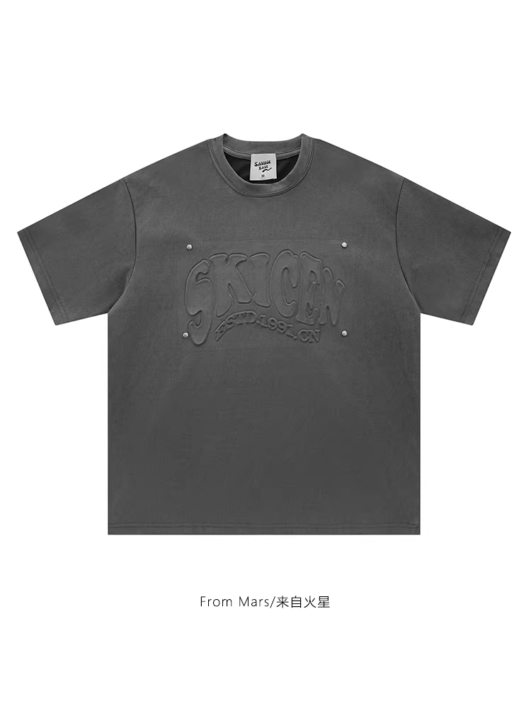 Từ sao Hỏa, chạy theo ước mơ, thương hiệu thời thượng Áo thun ngắn tay đính kim loại in 3D, dáng rộng, giản dị, đa năng, dành cho các cặp đôi.
