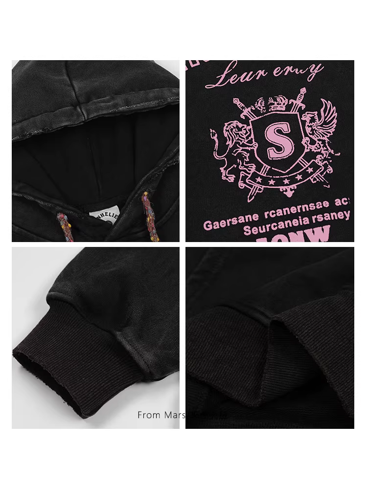 From Mars không có gì tương tự với áo nỉ có mũ trùm đầu unisex đa năng, in chữ theo phong cách thời trang Mỹ.