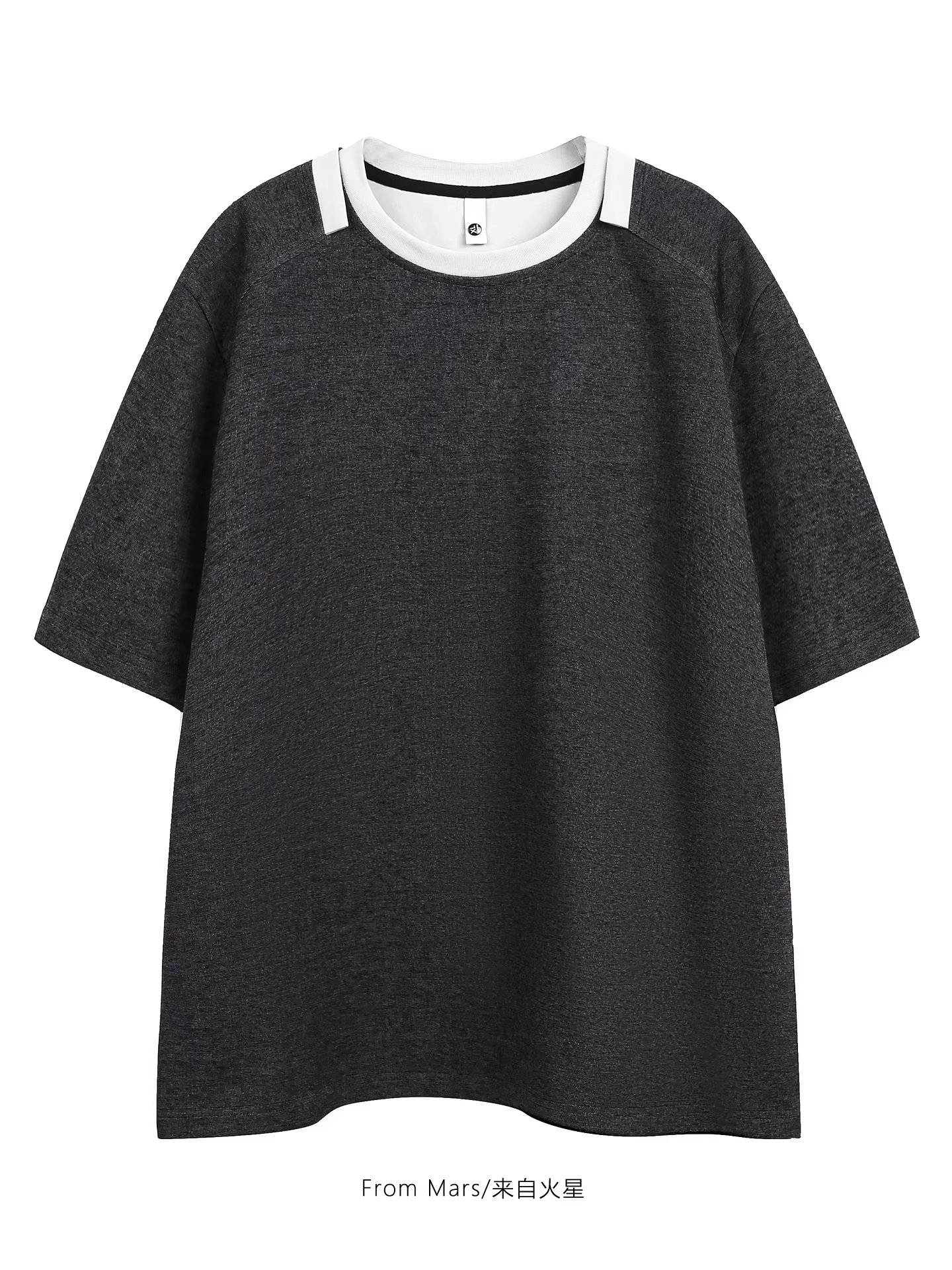 Áo thun ngắn tay cổ đôi deconstructed từ Mars dành cho nam và nữ, thương hiệu hợp thời trang mùa hè, phong cách BF phối hợp đa năng, giản dị, cao cấp
