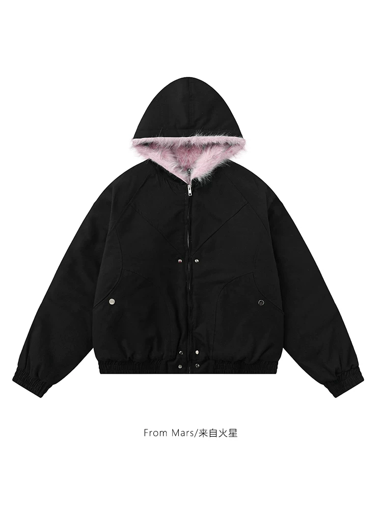 Từ sao Hỏa, có thể dễ dàng mua được, áo khoác cotton có mũ trùm đầu dành cho cặp đôi, màu trơn, ấm áp và phong cách, rộng rãi và đa năng.