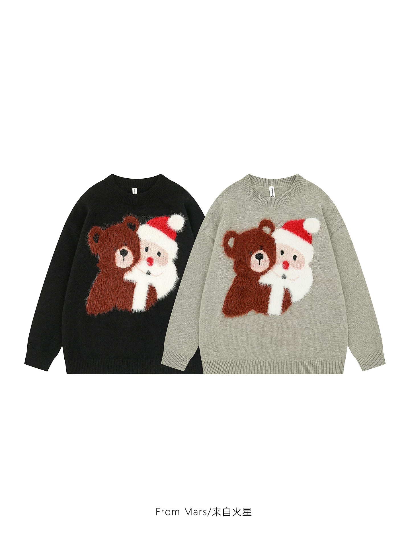 Từ sao Hỏa Màu sắc tương phản Thời trang Áo len cổ tròn mềm mại dài tay dáng rộng Unisex Áo len dệt kim