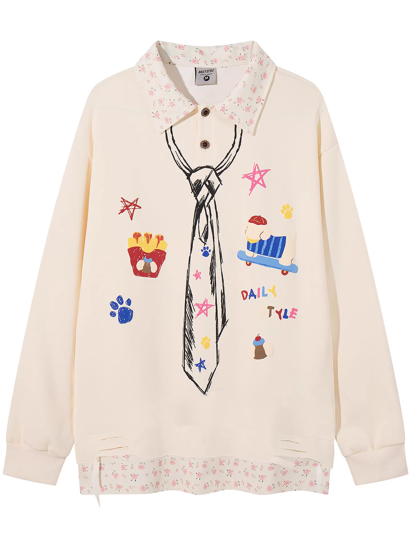 Áo hoodie dài tay hình chó con Mars Skateboard