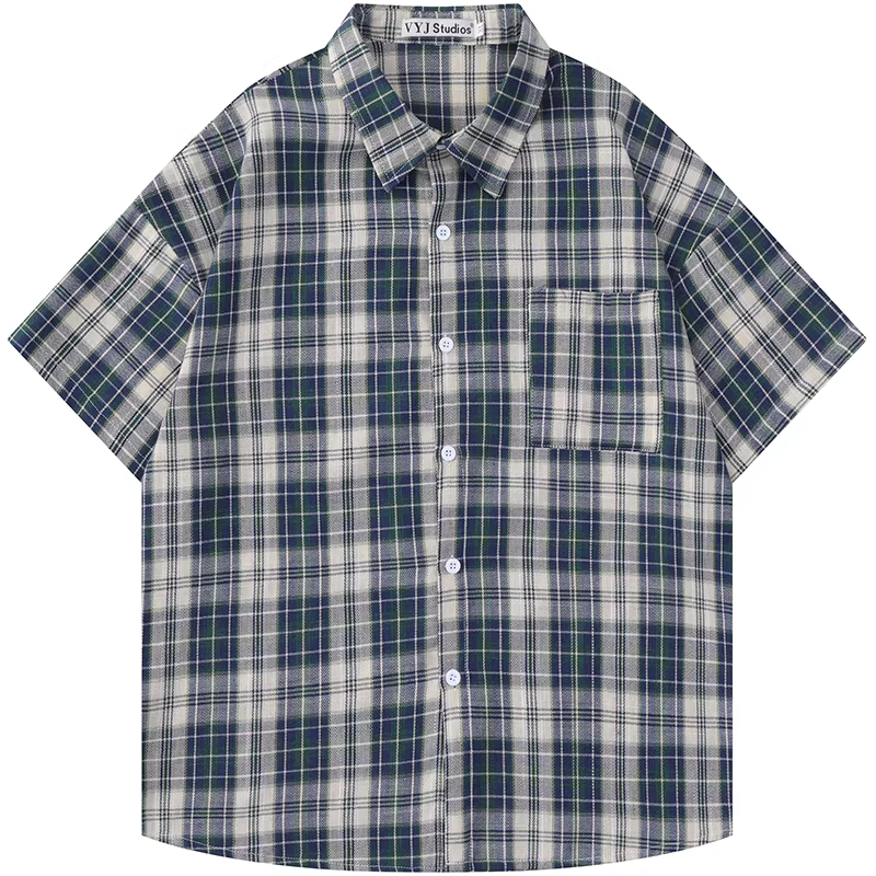 From Mars One-Way Arrow Áo sơ mi ngắn tay kẻ sọc đơn giản màu sắc đơn giản dáng rộng giản dị đa năng hợp thời trang