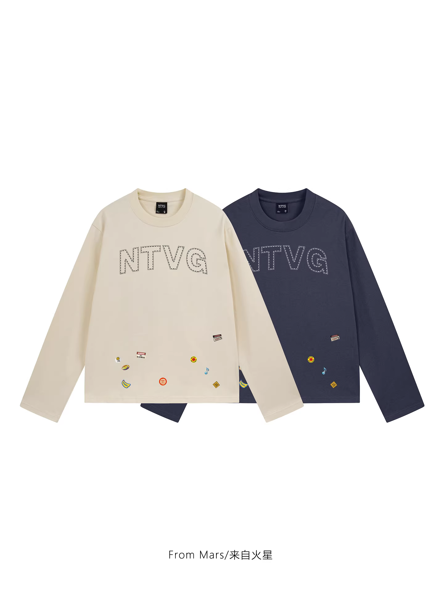 Từ sao Hỏa chỉ là sự khởi đầu. Áo thun dài tay cổ tròn in họa tiết vui nhộn và sáng tạo, phong cách BF đa năng.