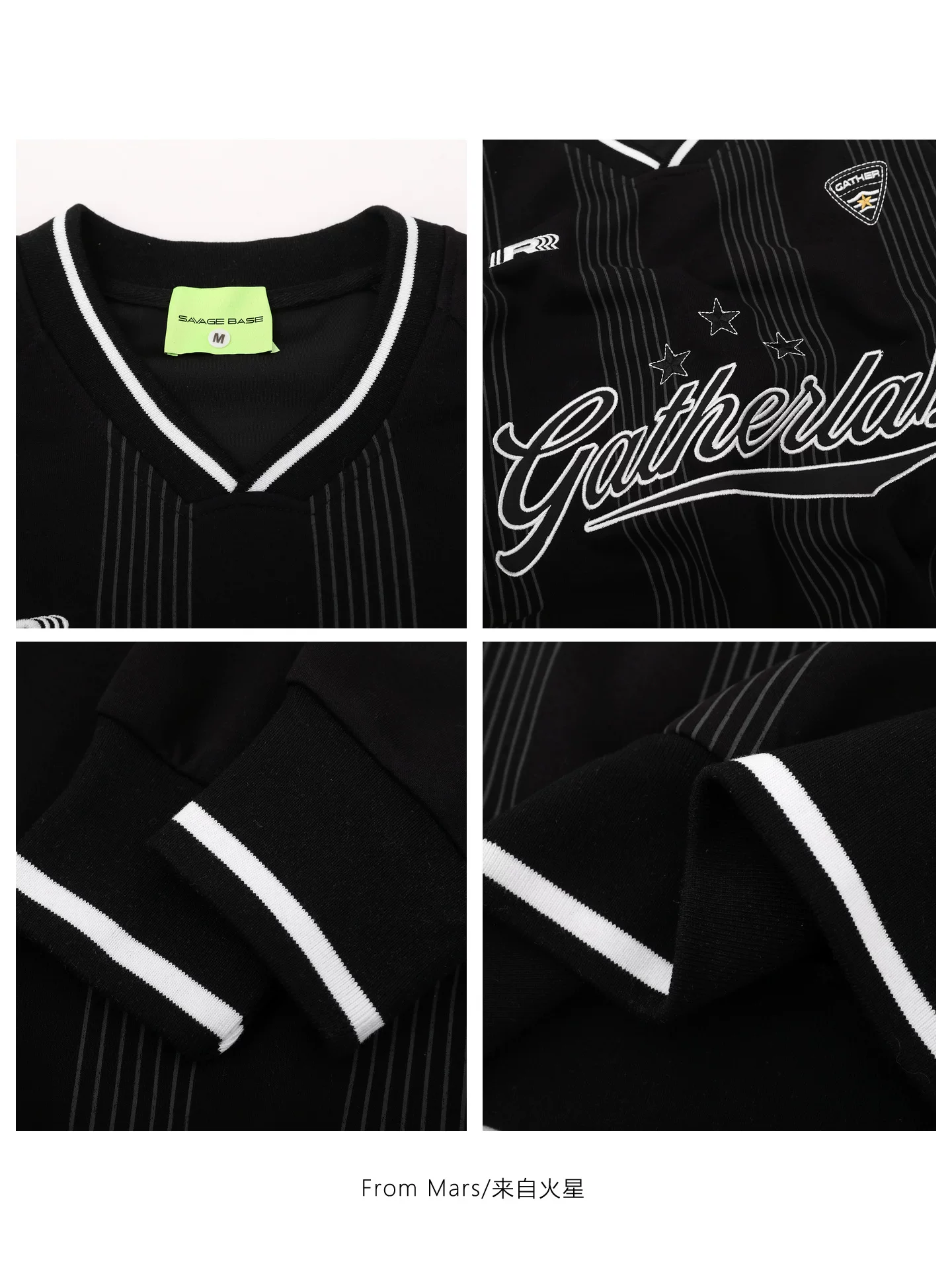 Từ sao Hỏa retro quyến rũ cổ điển áo thun dài tay dáng rộng giản dị đa năng unisex hợp thời trang áo nỉ thời trang bf