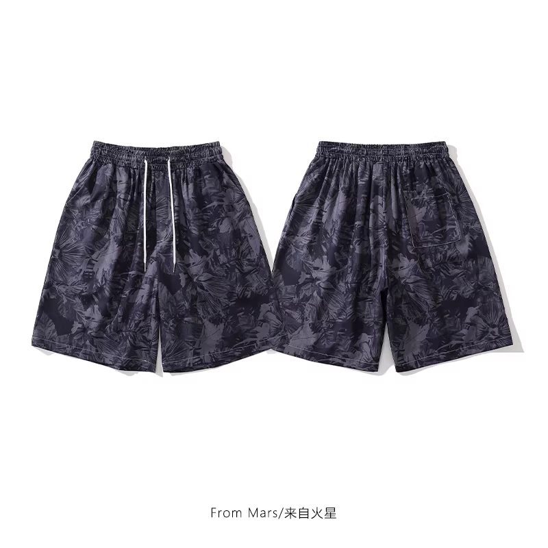 Từ Mars Jungle in the Dark Graffiti không đều màu nhuộm chàm Quần short đi biển rộng rãi hợp thời trang theo phong cách Hip-Hop