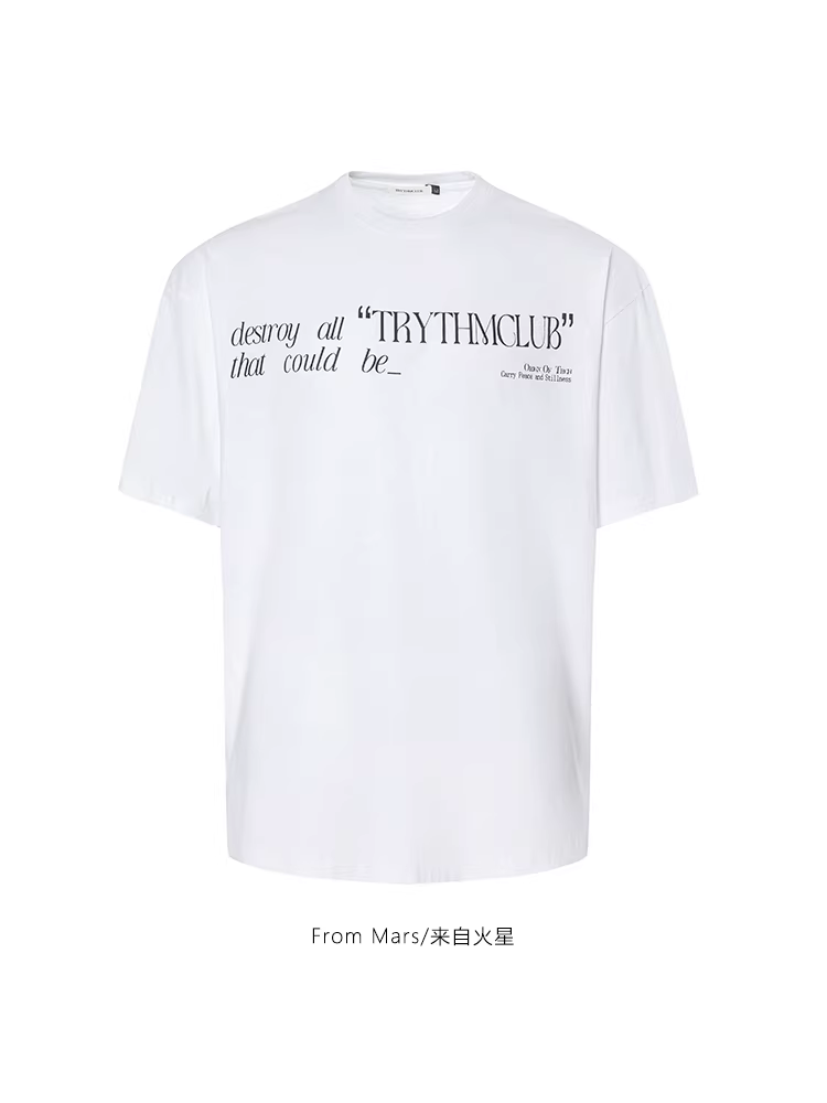 Từ sao Hỏa trực tiếp thể hiện xu hướng quốc gia về áo thun ngắn tay cổ tròn in chữ đơn giản, rộng rãi và đa năng, thích hợp cho các cặp đôi, phong cách BF.