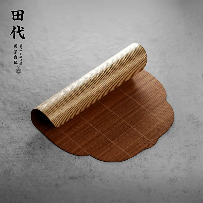 Thảm trà tre dệt Nishijin Nhật Bản, khăn trà tre khâu tay, phụ kiện trà đạo Kung Fu, cờ trà chống thấm nước, thảm trà.