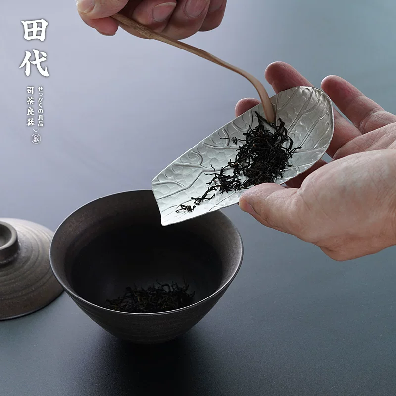 Tian Dai Pure Tin Handmade Tea Scoop Tea Spatula Kung Fu Phụ kiện pha trà chuyên nghiệp Lễ trà chuyên nghiệp Nhà trà Dụng cụ pha trà gia đình Nghệ thuật trà Dụng cụ pha trà.