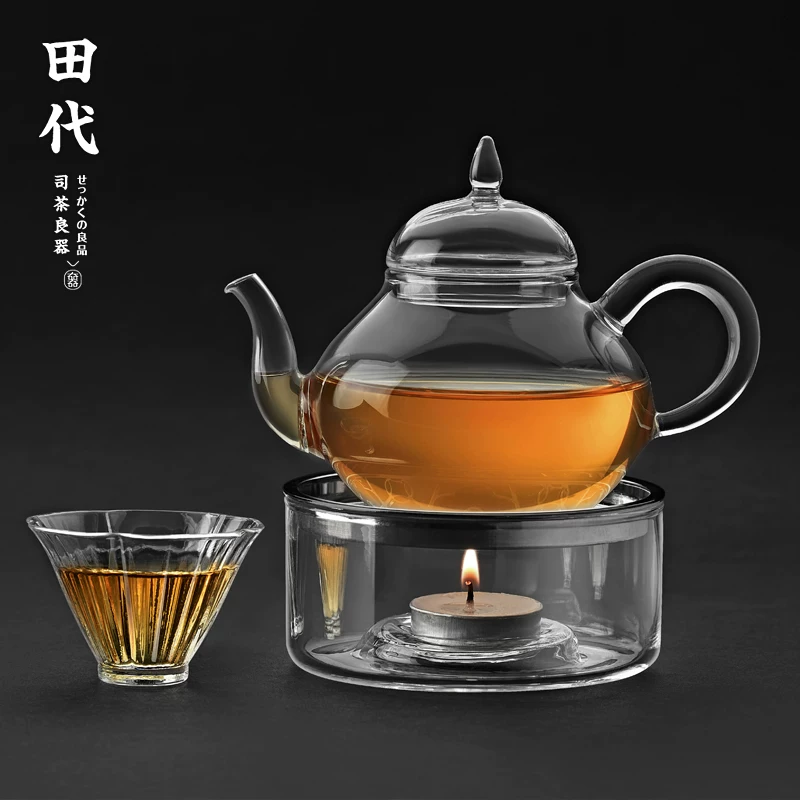 Bộ ấm trà kiểu Nhật dùng lửa trần, có thể đun nóng bằng nến, bộ bếp trà bằng kính dành cho trà Kung Fu và lễ trà đạo.