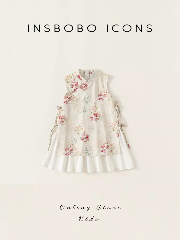 Váy kiểu Trung Quốc mới của bé gái kiểu Hanfu Váy kiểu Tang váy hoa trang phục mùa thu cho trẻ em sườn xám quần áo trẻ em