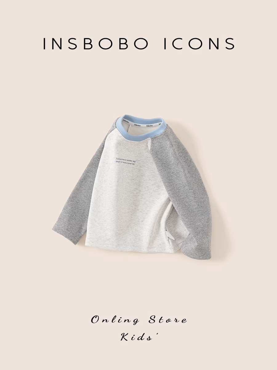 Áo thun bé gái INSbobo mùa đông 2025, kiểu dáng mới dày dặn, tay dài, thời trang thu đông cho bé.