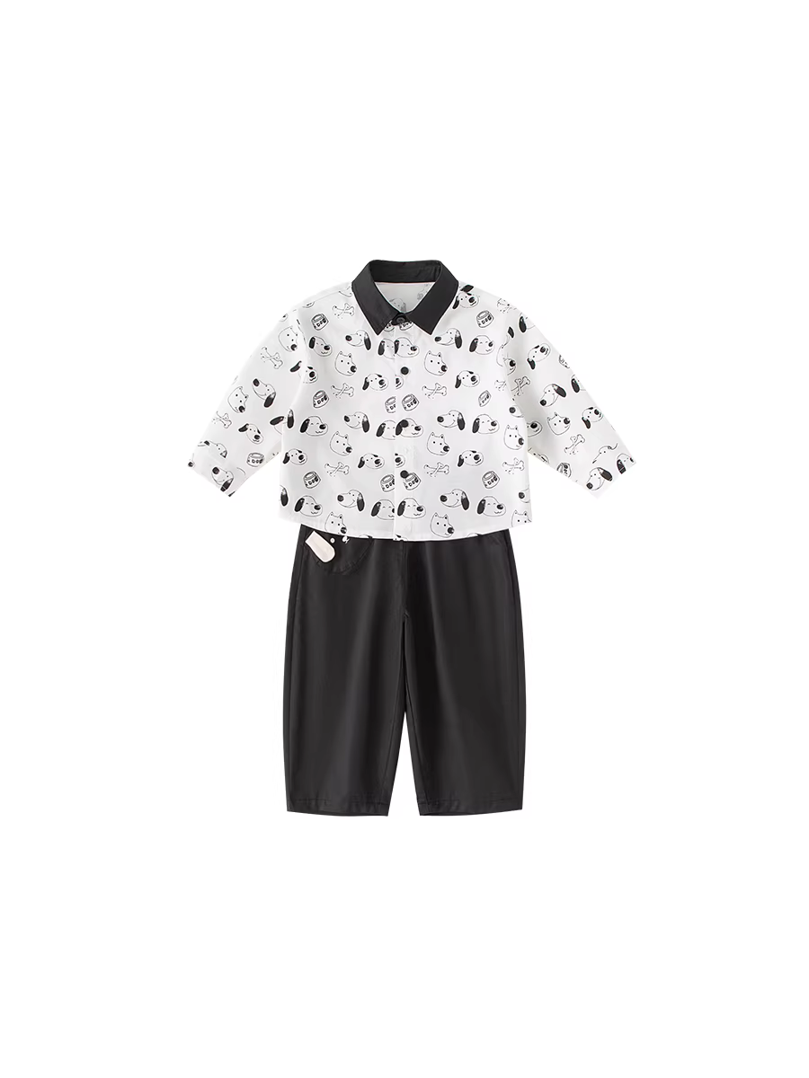 Bộ đồ trẻ em INSbobo mùa thu kiểu mới, bộ quần áo sơ mi bé trai thời trang xuân thu, quần áo dài tay cho bé đi chơi