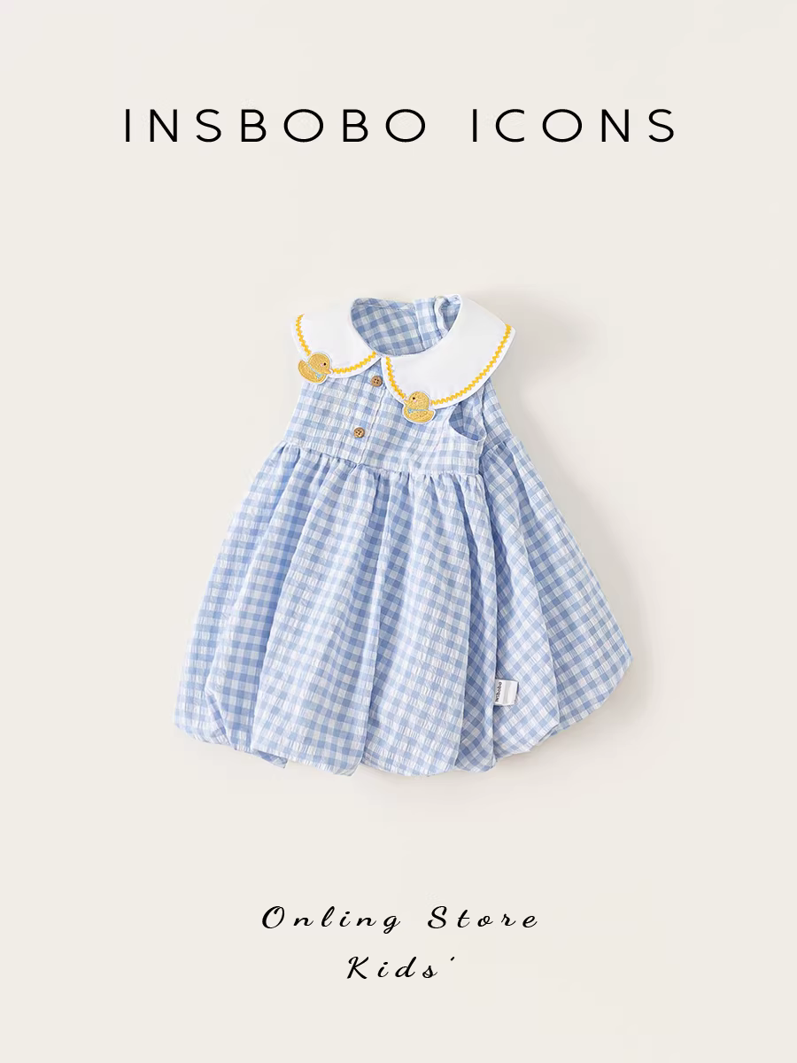 Váy bé gái INSbobo, váy búp bê bé gái, kiểu mới mùa hè, váy nụ hoa trẻ em, thời trang đầu hè 2025