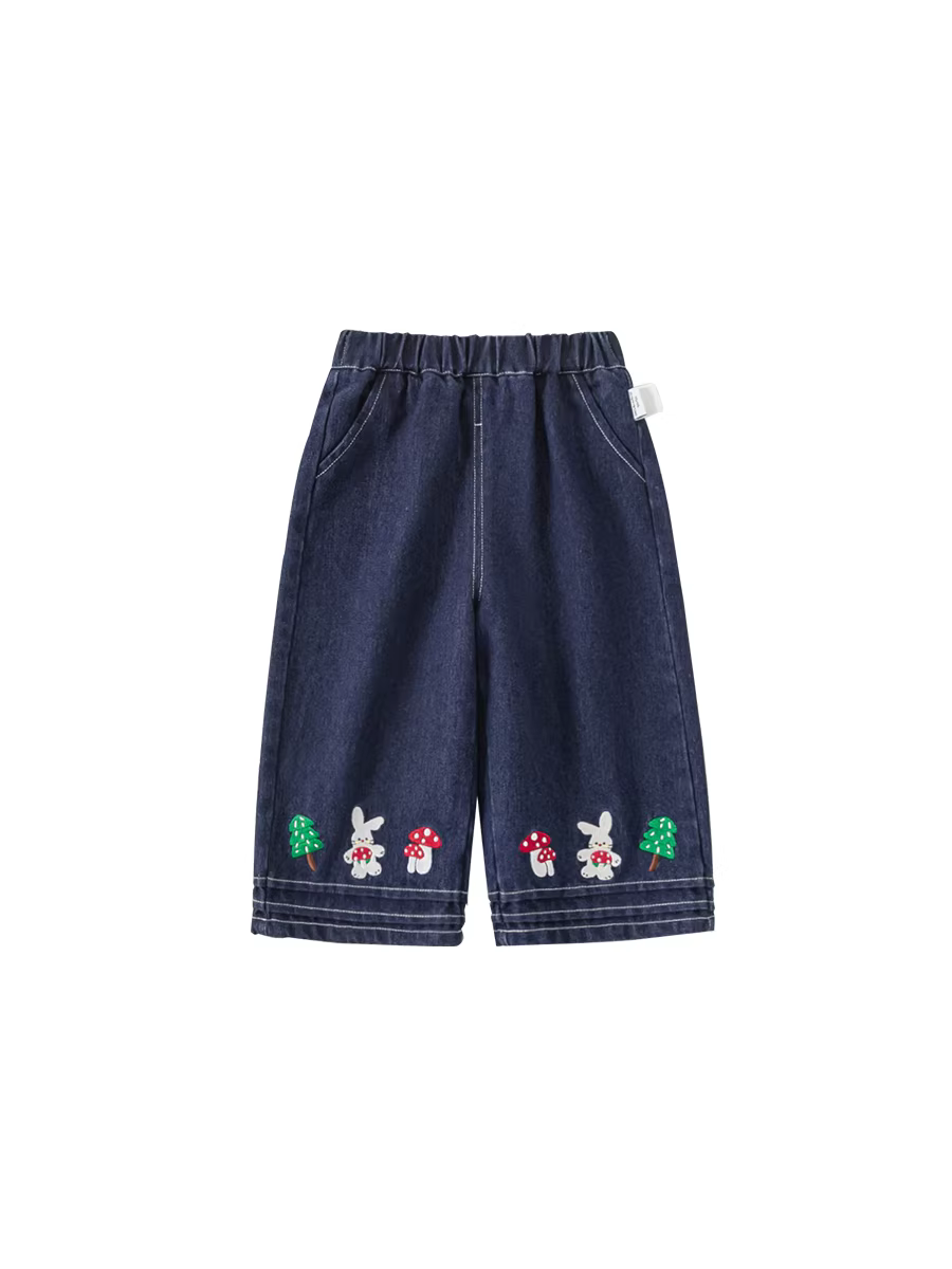 Quần jeans trẻ em INSbobo kiểu mới thu đông 2025, quần dài thẳng cho bé gái