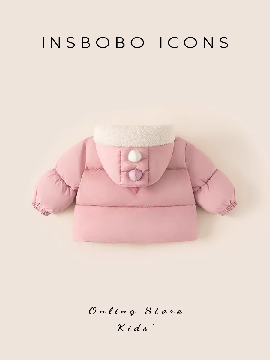 Áo khoác cotton bé gái INSbobo mùa đông 2025, áo khoác trẻ em mùa đông, quần áo mùa đông, áo khoác cotton dày, áo khoác bông mới cho bé, quần áo trẻ em