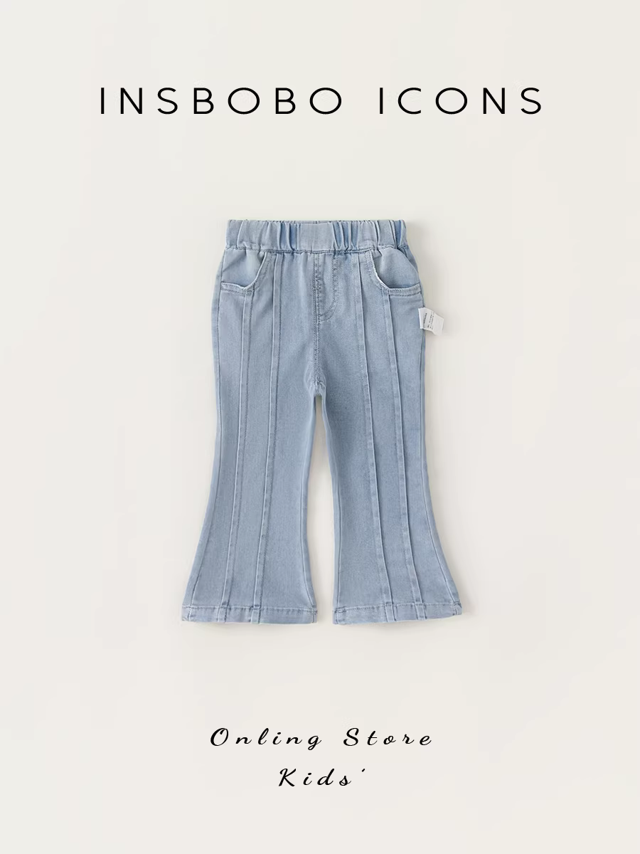 Quần bé gái INSbobo mùa hè mới quần jean trẻ em quần ống loe thời trang phong cách giản dị xu hướng quần áo trẻ em