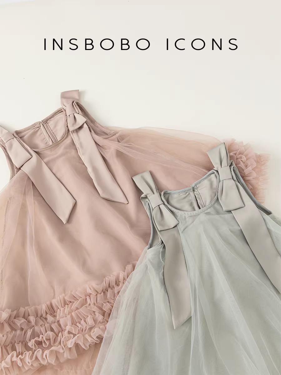 Váy bé gái mùa hè 2025 kiểu mới váy lưới mùa hè váy công chúa nơ váy trẻ em váy thời trang mùa hè