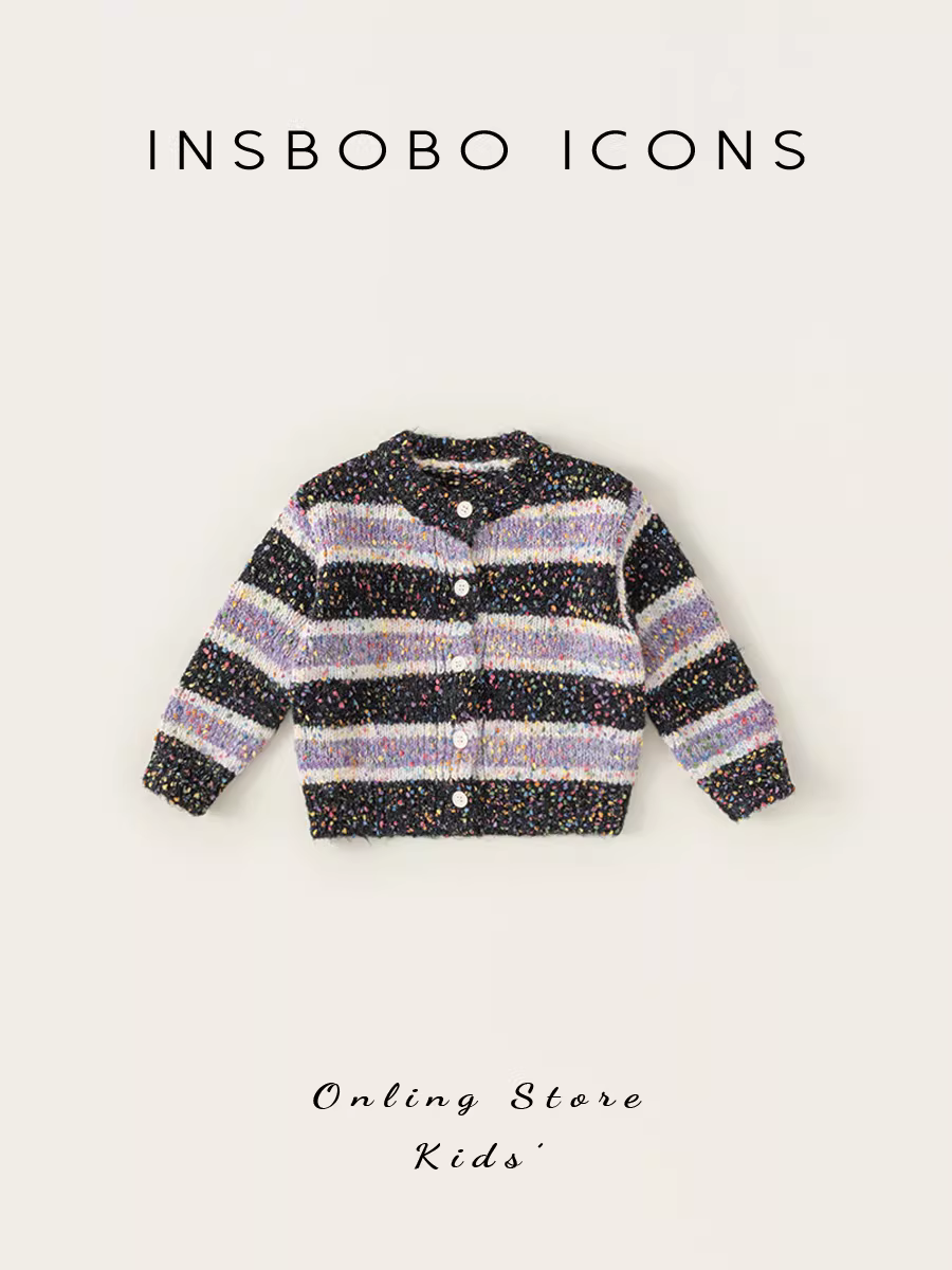 Áo len bé gái INSbobo thu đông 2025 kiểu mới thời trang áo cardigan dệt kim tay dài