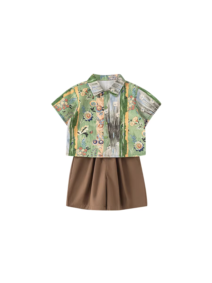 Quần áo trẻ em INSbobo hè 2025 bộ đồ bé trai mới áo sơ mi bé trai bộ hai món trang phục hè trẻ em thời trang