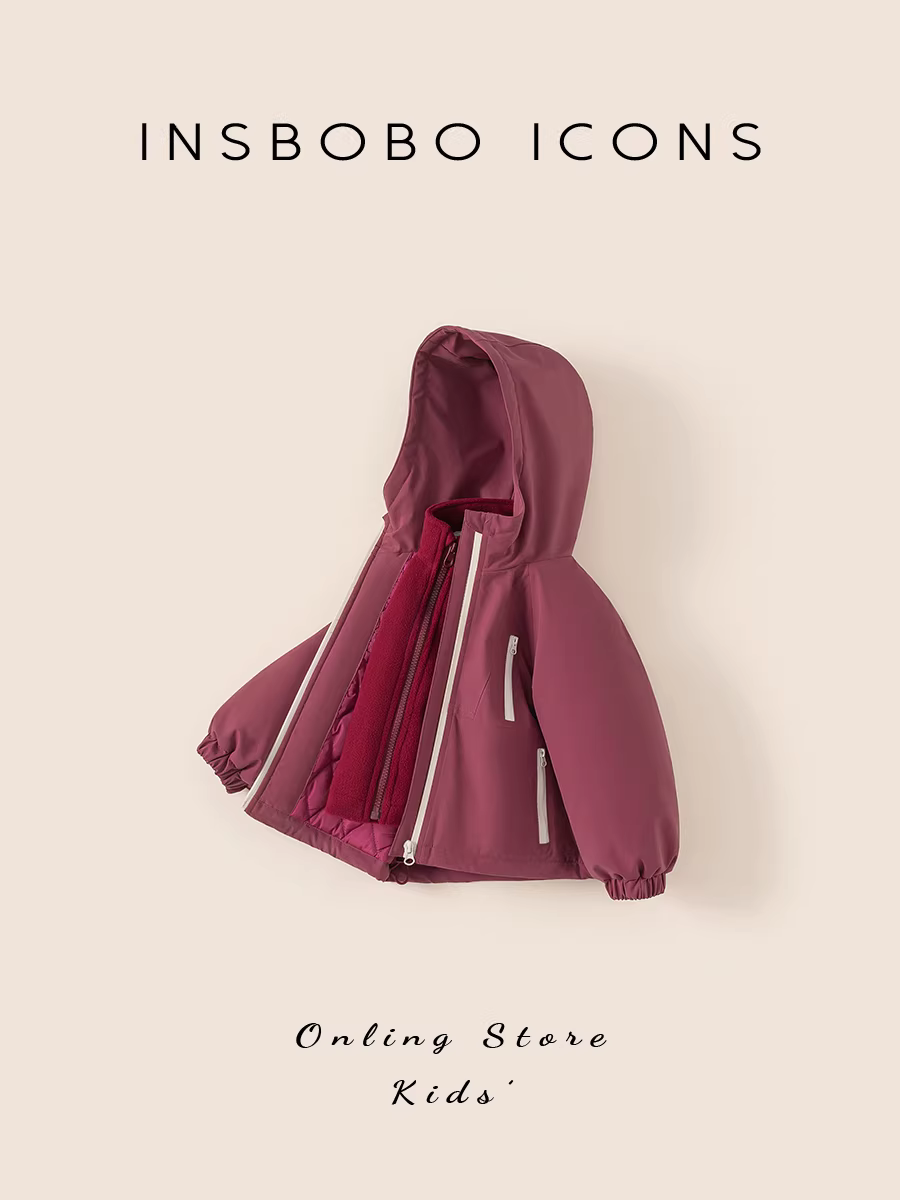 Áo khoác bé gái INSbobo thu đông 2025, áo ba lớp giữ ấm cho bé mùa đông