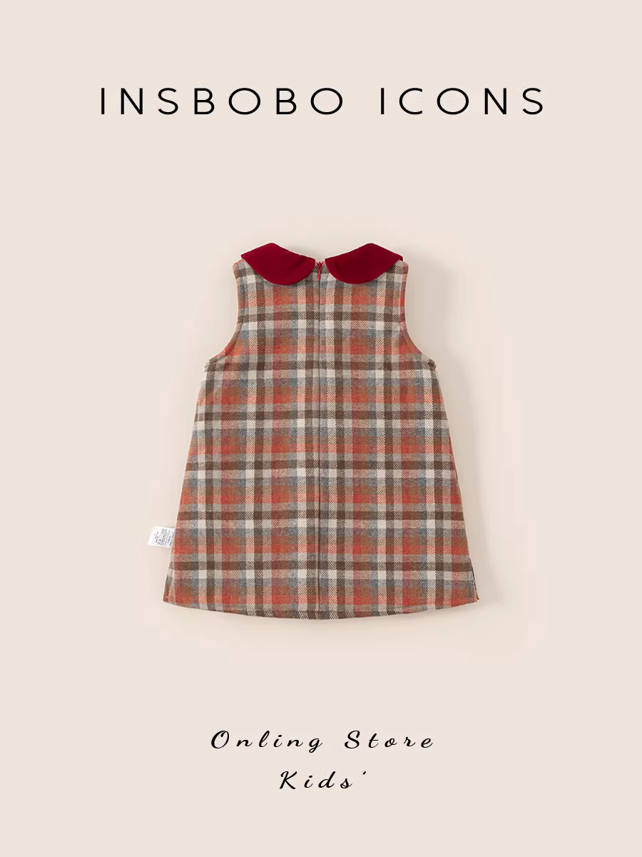 Váy bé gái INSbobo mùa đông 2025 mới, kiểu dáng dễ thương, thời trang, phong cách thu đông