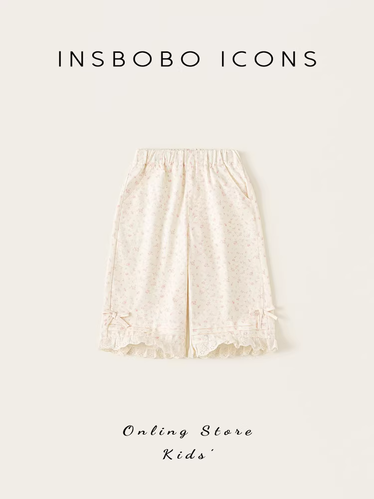 Quần INSbobo bé gái, quần ống đứng cho bé gái, quần hoa mỏng mùa hè cho trẻ em, trang phục đầu hè