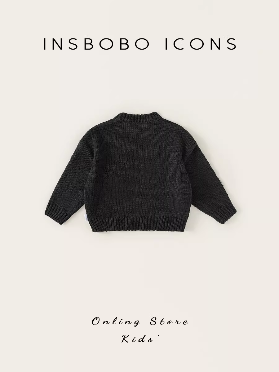 Áo len bé gái INSbobo, áo len bé trai, áo thun hoạt hình trẻ em, kiểu mới thu đông 2025, áo len bé gái