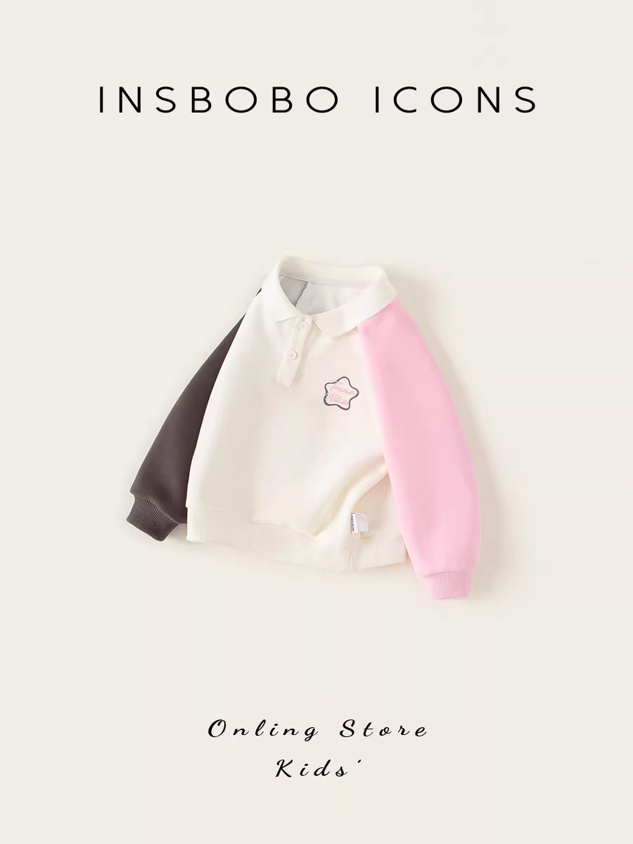 Áo thun bé gái INSbobo xuân thu 2025 kiểu thu mới áo bé gái phối màu áo bé trai thu đông thời trang trẻ em