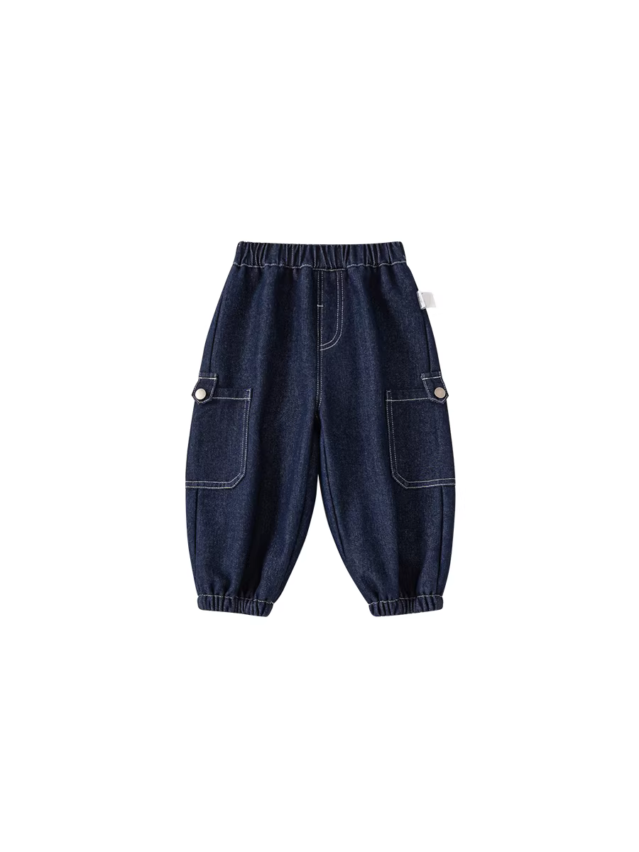 Quần bé trai INSbobo thu đông kiểu mới quần bò lót lông trẻ em mùa đông 2025 quần dài trẻ em thời trang