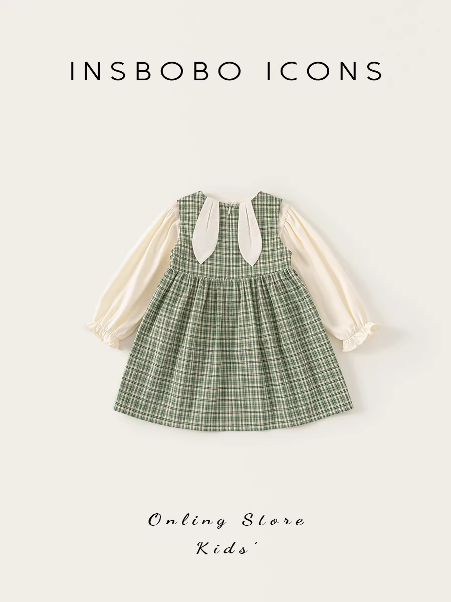 Đầm bé gái INSbobo thu đông 2025 kiểu mới thời trang quần áo trẻ em bộ đồ thu bé gái