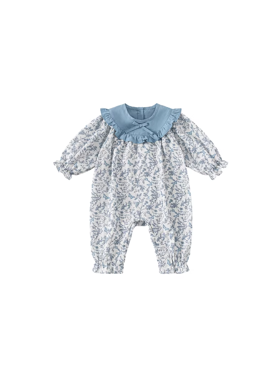 Quần áo trẻ em INSbobo thu đông 2025 kiểu mới, bộ đồ bé gái đi chơi mùa thu sớm, bộ liền thân sơ sinh thời trang