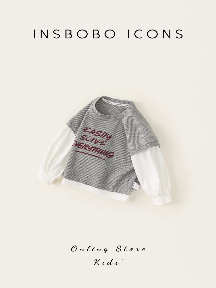 Áo nỉ trẻ em INSbobo kiểu xuân thu 2025, áo bé gái, áo bé trai tay raglan, thời trang trẻ em mùa thu