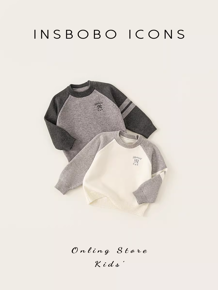Áo len bé trai INSbobo, quần áo thu đông, áo len bé gái, áo trẻ em, thời trang mới 2025 cho trẻ mới biết đi, kiểu dáng hợp xu hướng