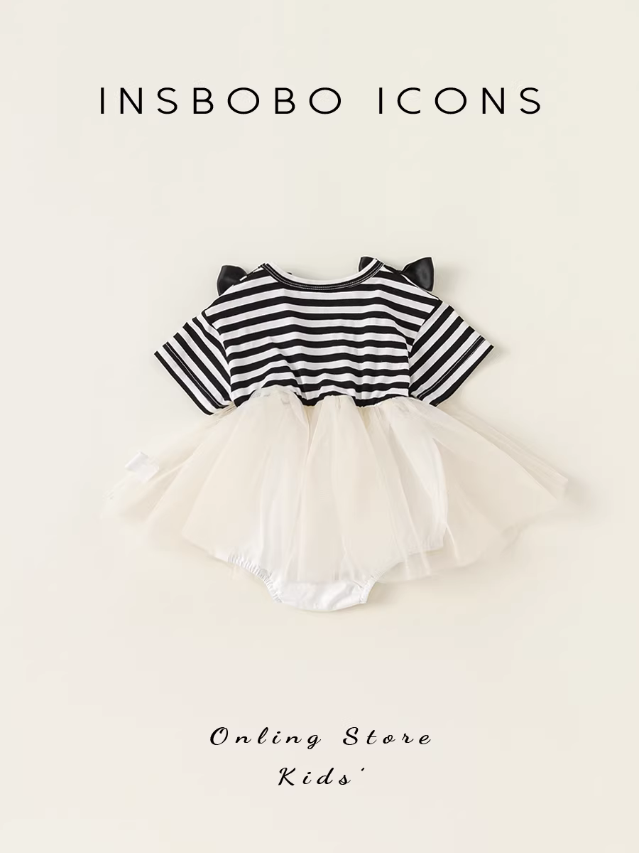 Quần áo trẻ em INSbobo mùa hè chất liệu lưới mỏng, bộ liền thân cho bé sơ sinh, trang phục mùa hè 2025