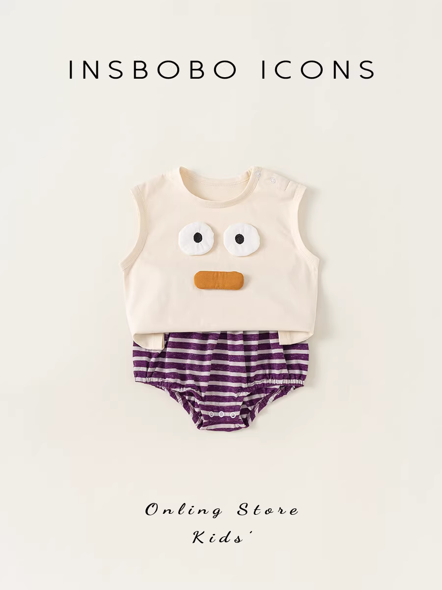 Bộ đồ hè INSbobo cho bé 2025 kiểu mới, bộ hai mảnh cho bé trai, quần áo dễ thương cho bé gái, thời trang hè trẻ em