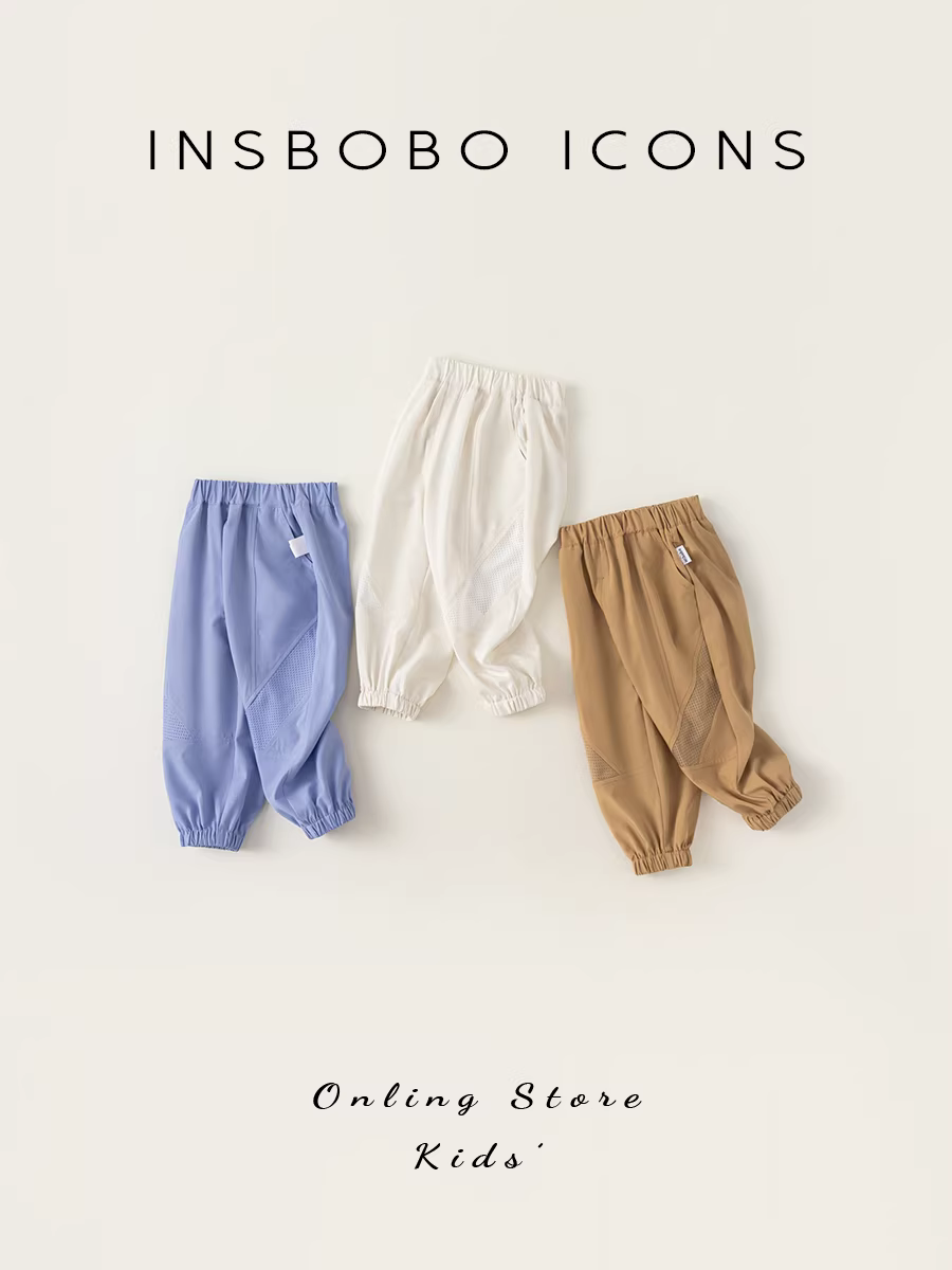 Quần chống muỗi INSbobo cho trẻ em, chất liệu lưới thoáng khí, quần jogger nữ, quần nam trẻ em, kiểu dáng thường ngày, mẫu mới 2024, nhẹ nhàng