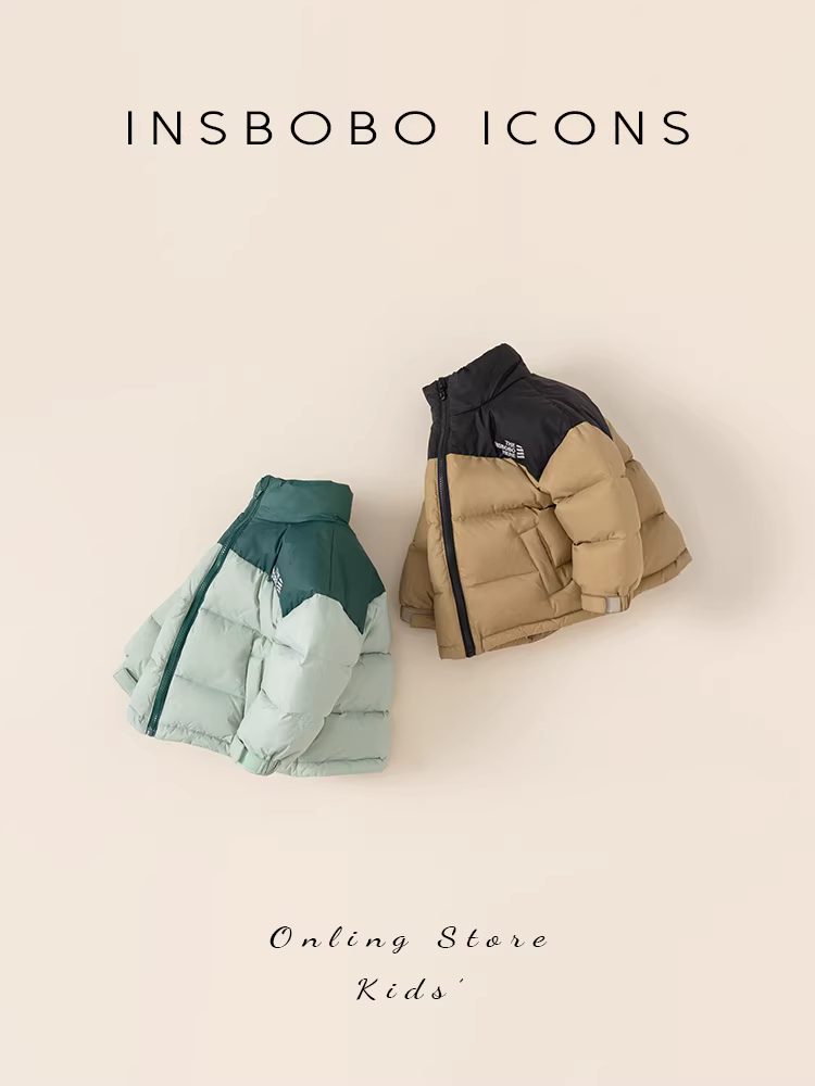 Áo khoác phao trẻ em INSbobo mùa đông 2025 mẫu mới áo khoác phao bé trai mùa đông 90% lông vịt trắng quần áo mùa đông thời trang
