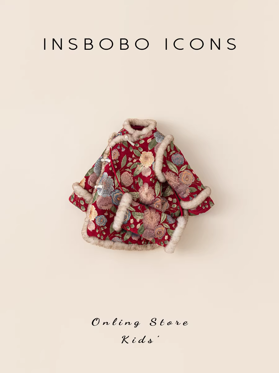 Hanfu dành cho bé gái, váy sườn xám cho bé gái, quần áo mùa đông phong cách Trung Hoa, trang phục trang trọng cho bé gái một tuổi, quần áo phong cách Trung Hoa mới cho trẻ em trong mùa đông.