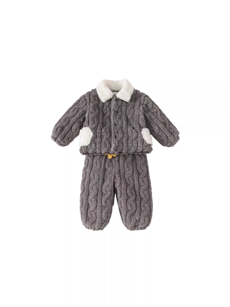 Bộ đồ ngủ trẻ em 2025 thu đông mới, đồ mặc nhà dày dặn cho bé trai, bộ đồ ngủ mùa đông cho bé gái